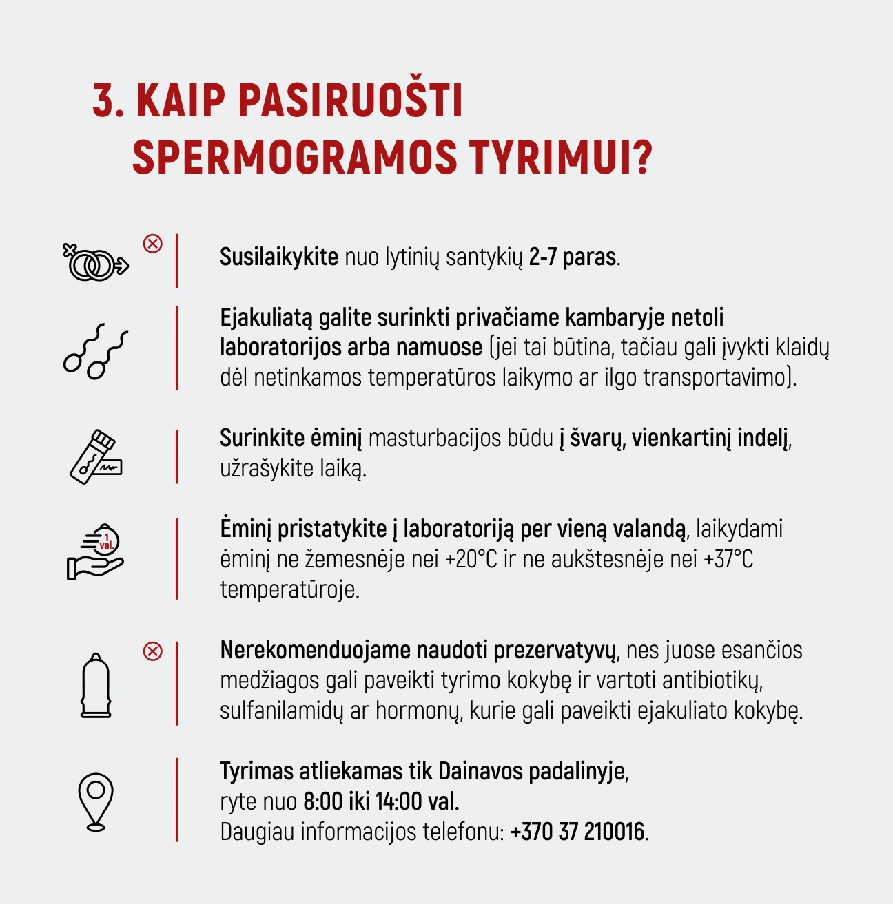 Kaip pasiruošti spermogramos tyrimui?